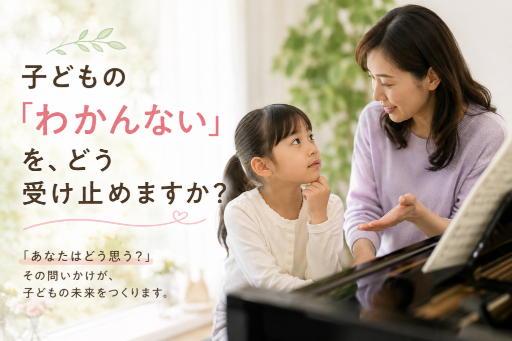 子どもが考えている様子と先生が丁寧に寄り添っているイメージ
